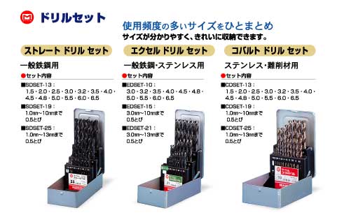 CDSET-13 コバルト ドリルセット｜電設工具のメーカー。（株）マーベル