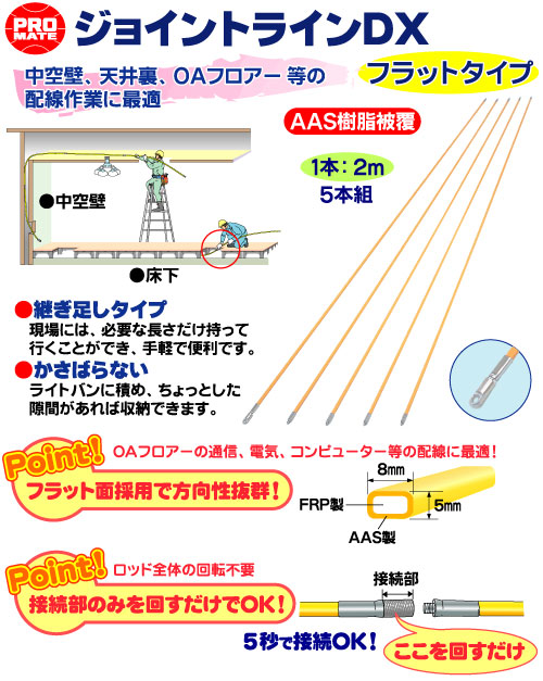 E-4118J ジョイントラインDX(5本組) フラットタイプ｜電設工具の