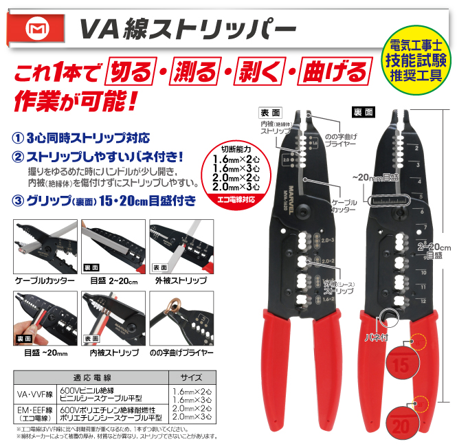 MVA-1620 VA線ストリッパー｜電設工具のメーカー。（株）マーベルの 